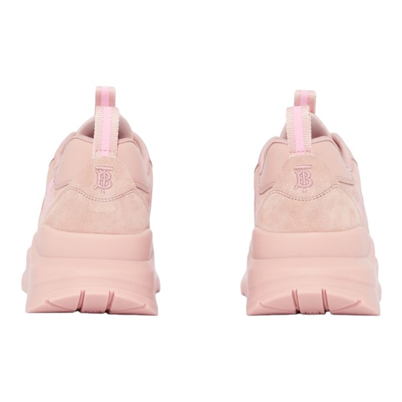 🆕 👟 Burberry Logo Embossed Leather & Suede Sneakers Color:Dusty Pink Size:39.5 - Picture 6 of 7